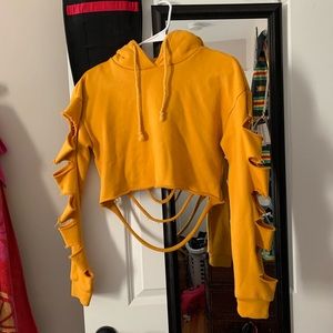 Cropped distressed hoodie